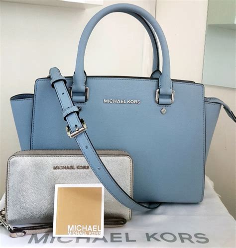 michael kors baby blue purse